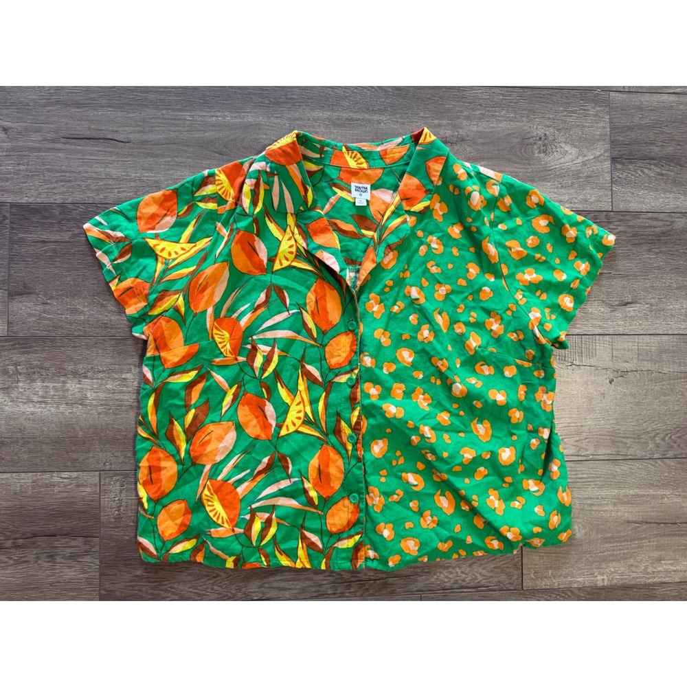 Tabitha Brown Target Linen Blend Tropical Leopard Print Shirt Shorts Set XL/ 1X - Picture 2 of 9
